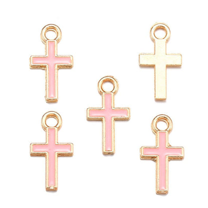 20PCS Colorful Cross Charm for Jewelry Making Findings 8x15mm