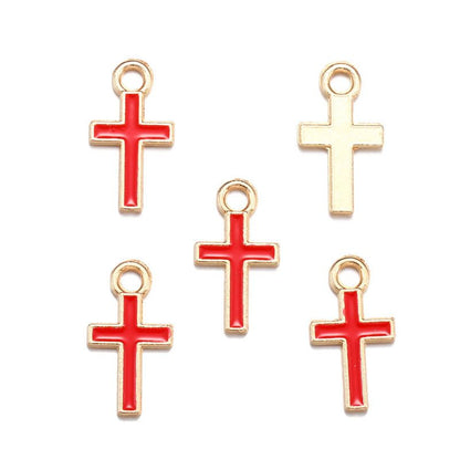 20PCS Colorful Cross Charm for Jewelry Making Findings 8x15mm