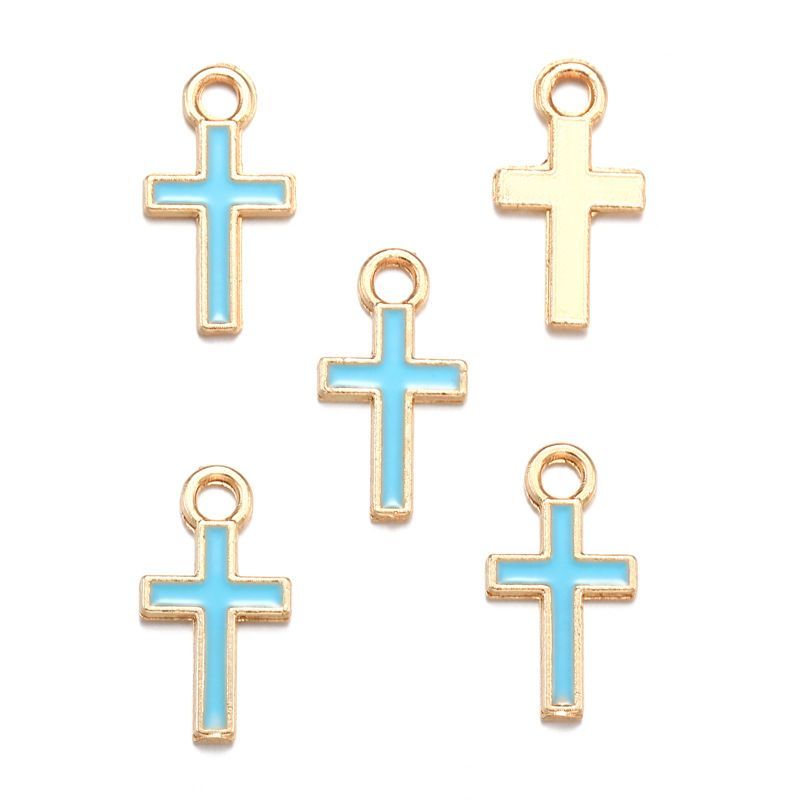 20PCS Colorful Cross Charm for Jewelry Making Findings 8x15mm