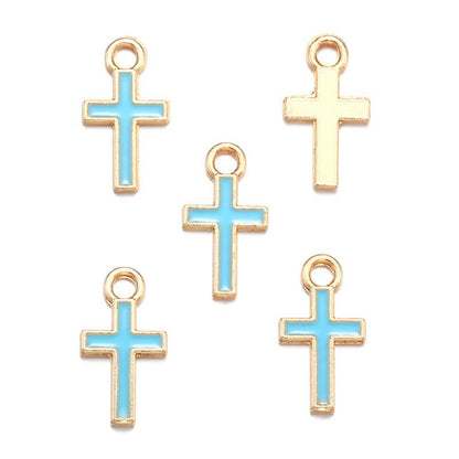 20PCS Colorful Cross Charm for Jewelry Making Findings 8x15mm