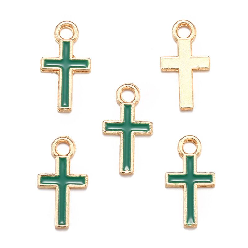20PCS Colorful Cross Charm for Jewelry Making Findings 8x15mm