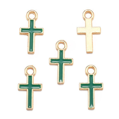 20PCS Colorful Cross Charm for Jewelry Making Findings 8x15mm