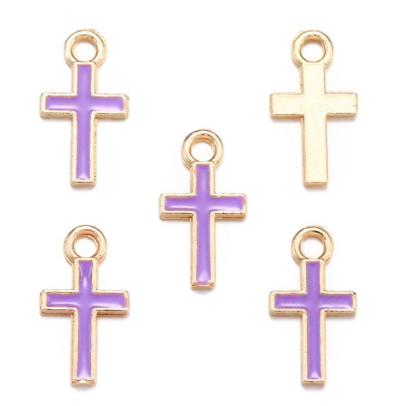 20PCS Colorful Cross Charm for Jewelry Making Findings 8x15mm