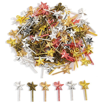 10PCS Star Magic Wand Charm for Jewelry Making Findings 12x25mm