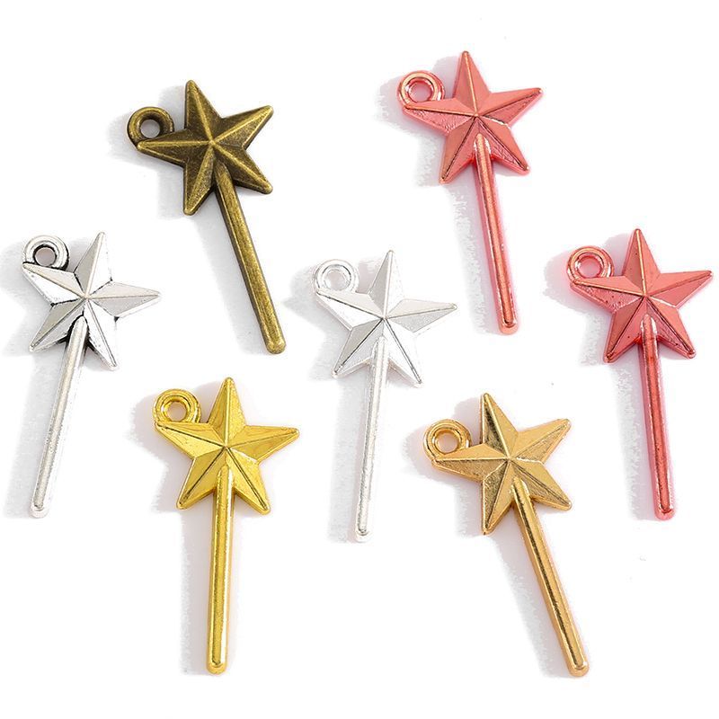 10PCS Star Magic Wand Charm for Jewelry Making Findings 12x25mm