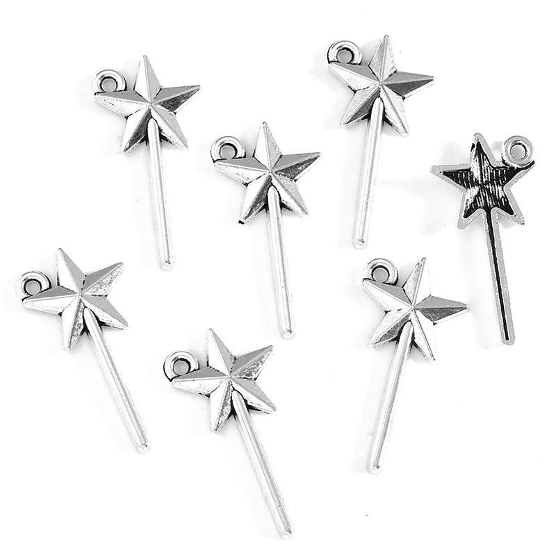 10PCS Star Magic Wand Charm for Jewelry Making Findings 12x25mm
