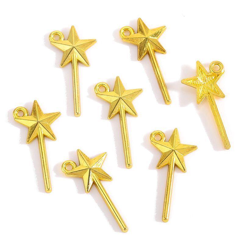 10PCS Star Magic Wand Charm for Jewelry Making Findings 12x25mm