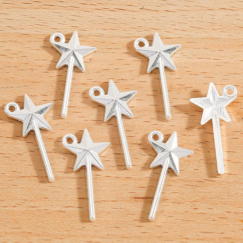 10PCS Star Magic Wand Charm for Jewelry Making Findings 12x25mm