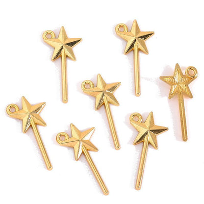 10PCS Star Magic Wand Charm for Jewelry Making Findings 12x25mm