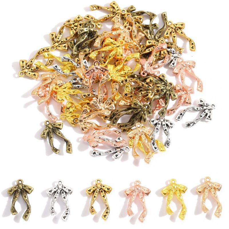 5PCS Antique Ribbon Charm for Jewelry Making Findings 15x26mm