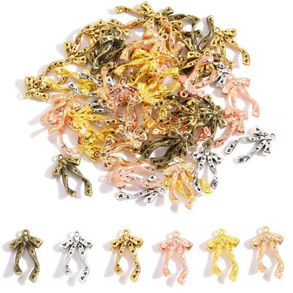 5PCS Antique Ribbon Charm for Jewelry Making Findings 15x26mm