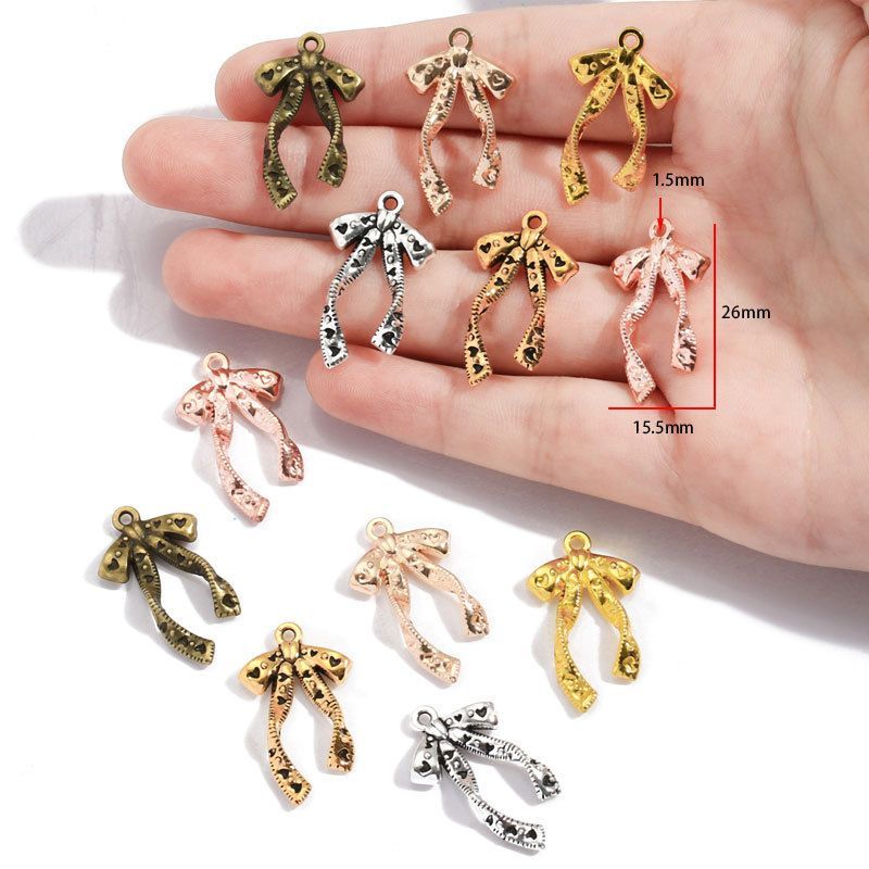 5PCS Antique Ribbon Charm for Jewelry Making Findings 15x26mm