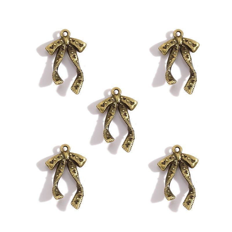 5PCS Antique Ribbon Charm for Jewelry Making Findings 15x26mm