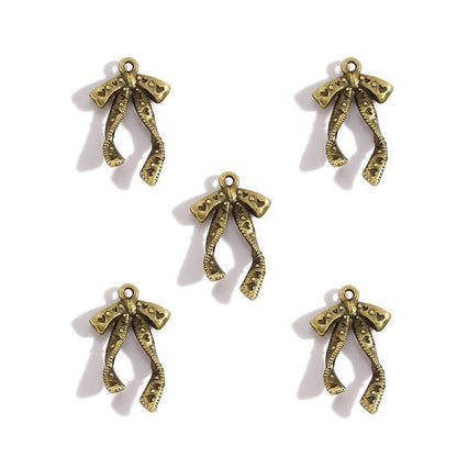 5PCS Antique Ribbon Charm for Jewelry Making Findings 15x26mm
