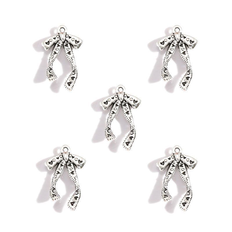 5PCS Antique Ribbon Charm for Jewelry Making Findings 15x26mm