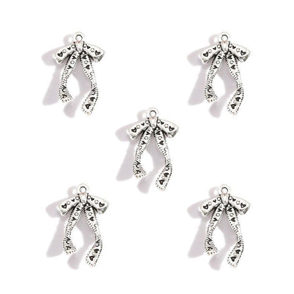 5PCS Antique Ribbon Charm for Jewelry Making Findings 15x26mm