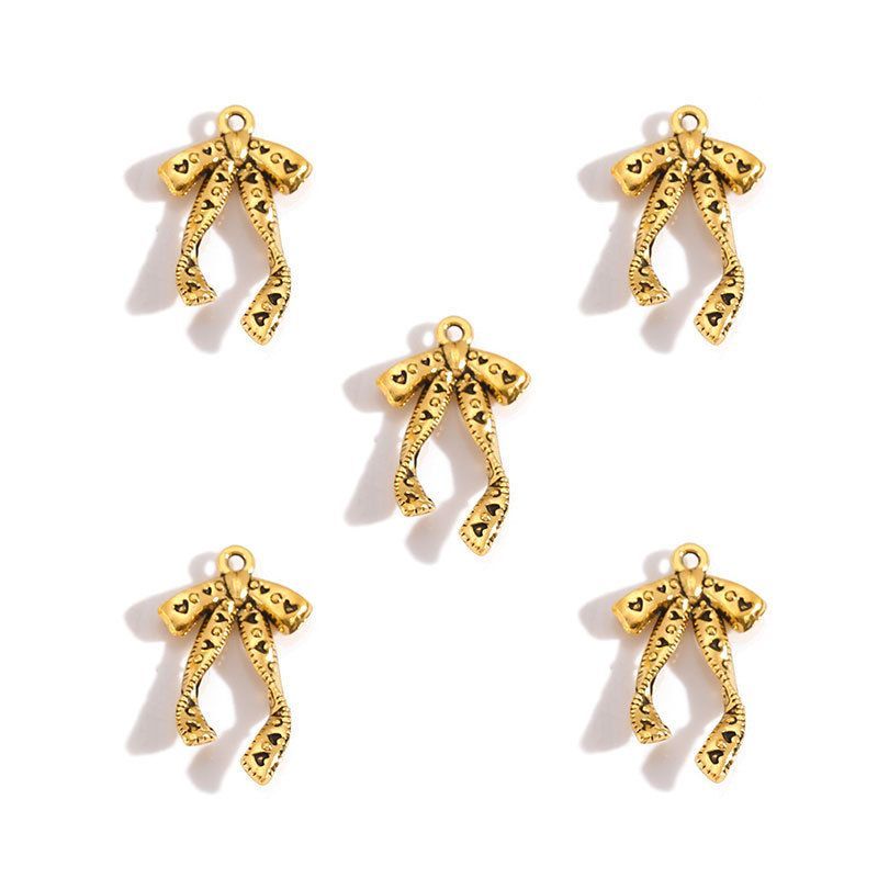 5PCS Antique Ribbon Charm for Jewelry Making Findings 15x26mm