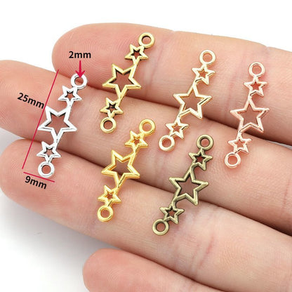 30PCS Triple Star Connector for Jewelry Making Findings 9x25mm