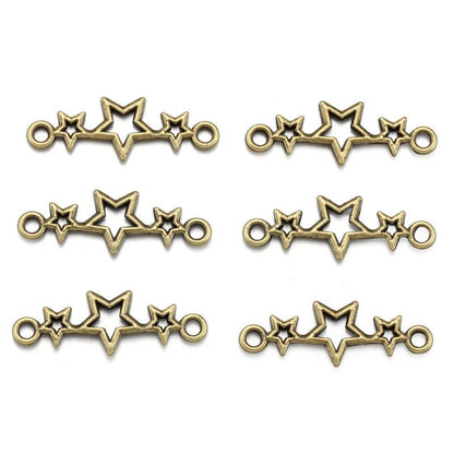 30PCS Triple Star Connector for Jewelry Making Findings 9x25mm