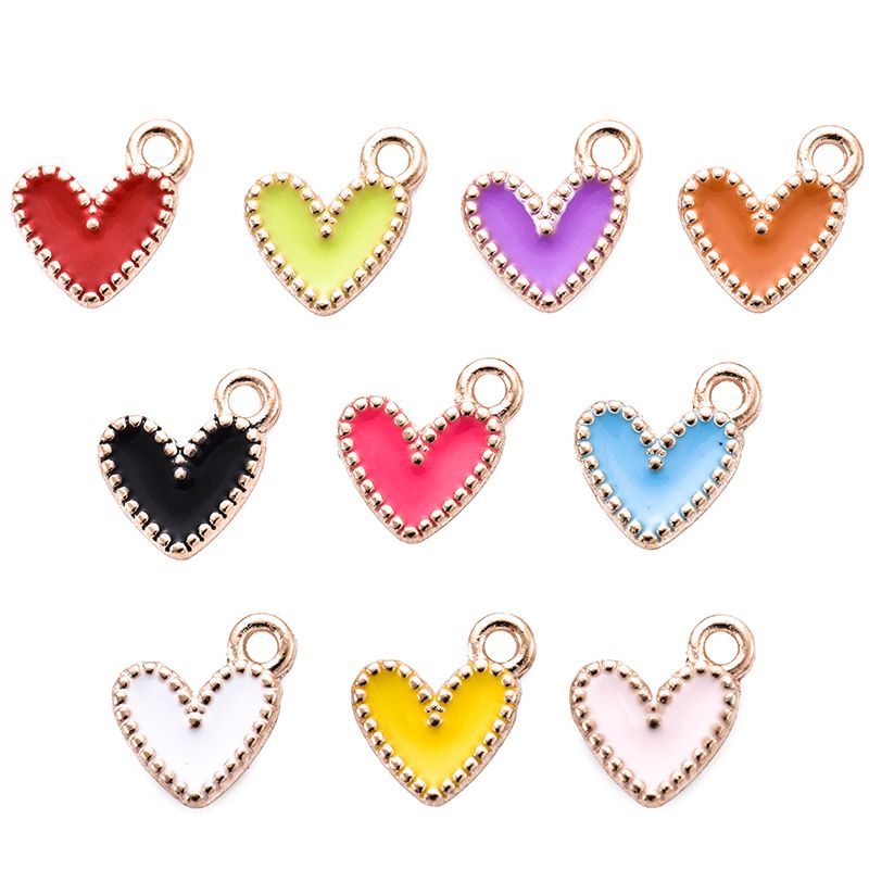 30PCS Colorful Heart Drop Charm for Jewelry Making Findings 9x9mm