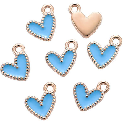 30PCS Colorful Heart Drop Charm for Jewelry Making Findings 9x9mm