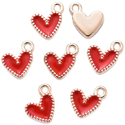 30PCS Colorful Heart Drop Charm for Jewelry Making Findings 9x9mm