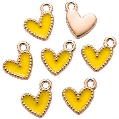 30PCS Colorful Heart Drop Charm for Jewelry Making Findings 9x9mm
