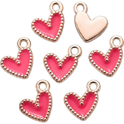 30PCS Colorful Heart Drop Charm for Jewelry Making Findings 9x9mm