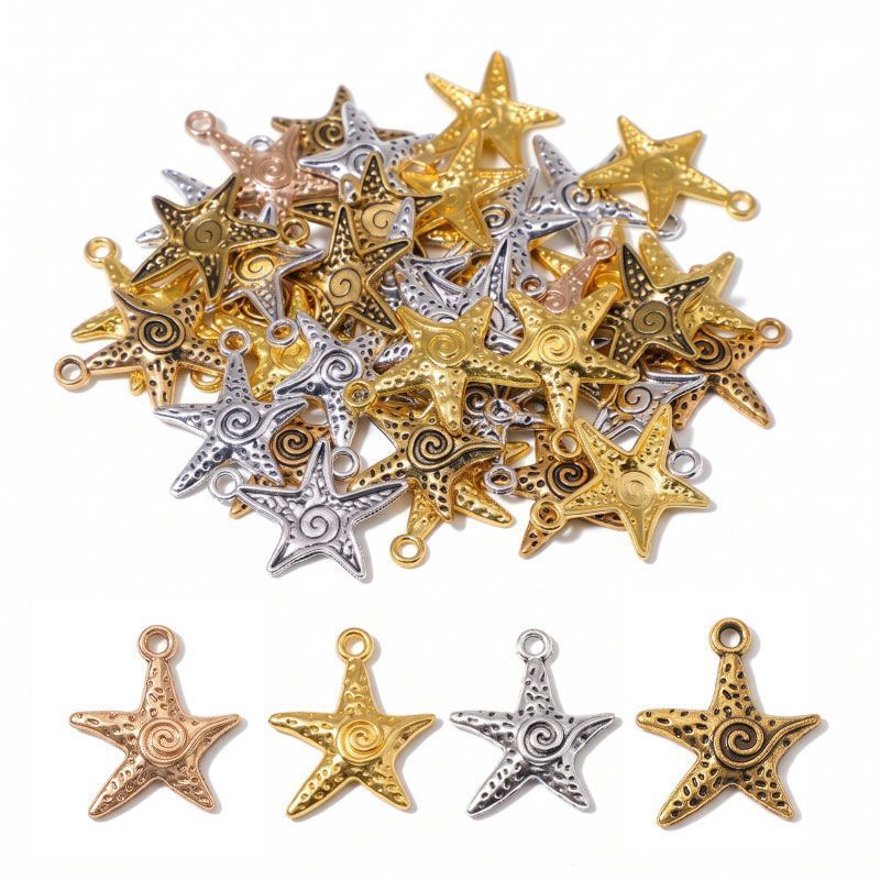 10PCS Spiral Starfish Charm for Jewelry Making Findings 20x24mm