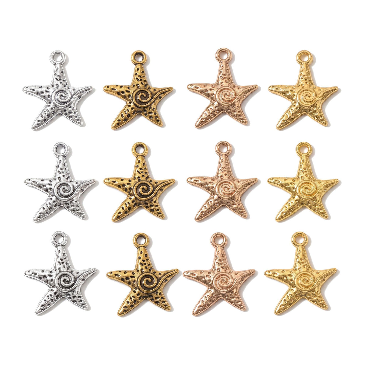 10PCS Spiral Starfish Charm for Jewelry Making Findings 20x24mm