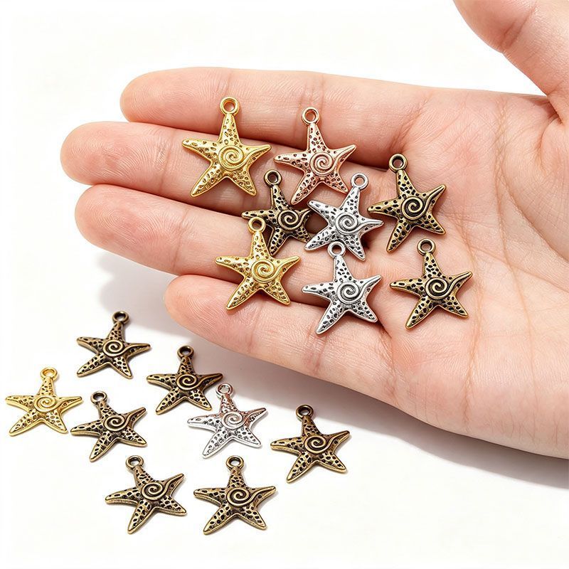 10PCS Spiral Starfish Charm for Jewelry Making Findings 20x24mm