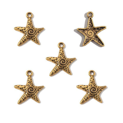 10PCS Spiral Starfish Charm for Jewelry Making Findings 20x24mm
