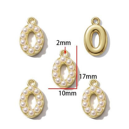 1PCS Number with Syn-Pearl Charm for Jewelry Making Findings 10x17mm