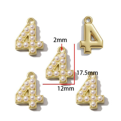 1PCS Number with Syn-Pearl Charm for Jewelry Making Findings 10x17mm