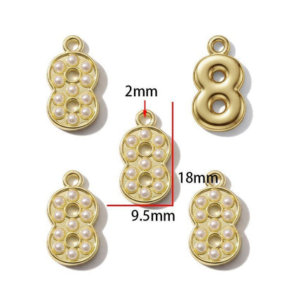 1PCS Number with Syn-Pearl Charm for Jewelry Making Findings 10x17mm