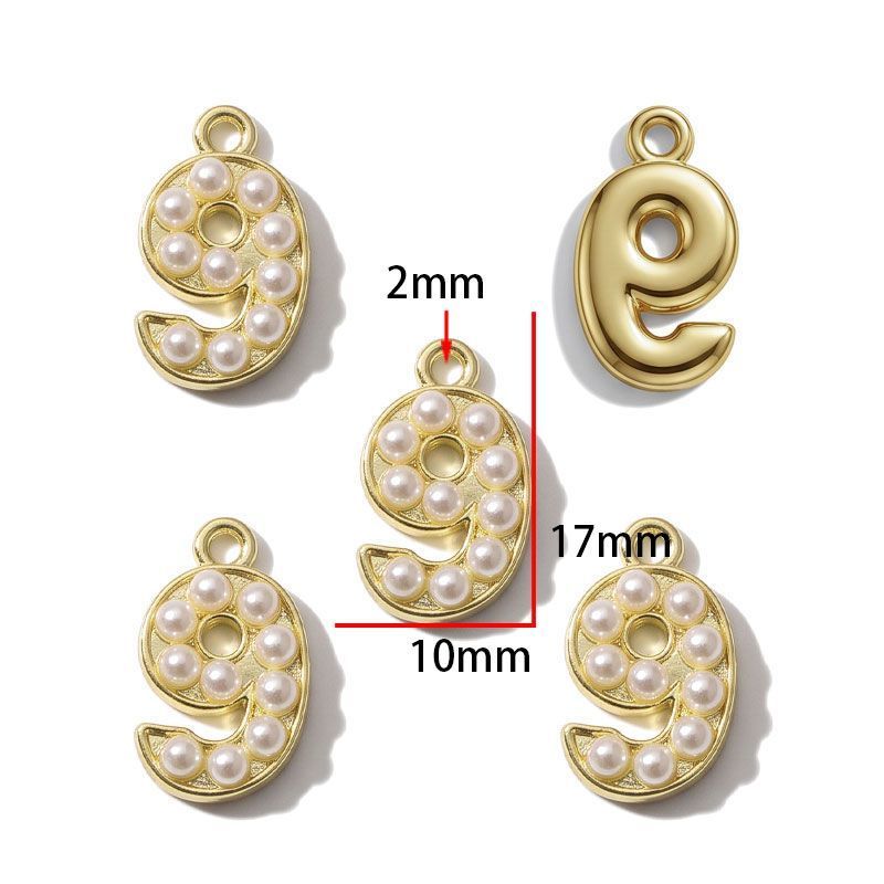 1PCS Number with Syn-Pearl Charm for Jewelry Making Findings 10x17mm