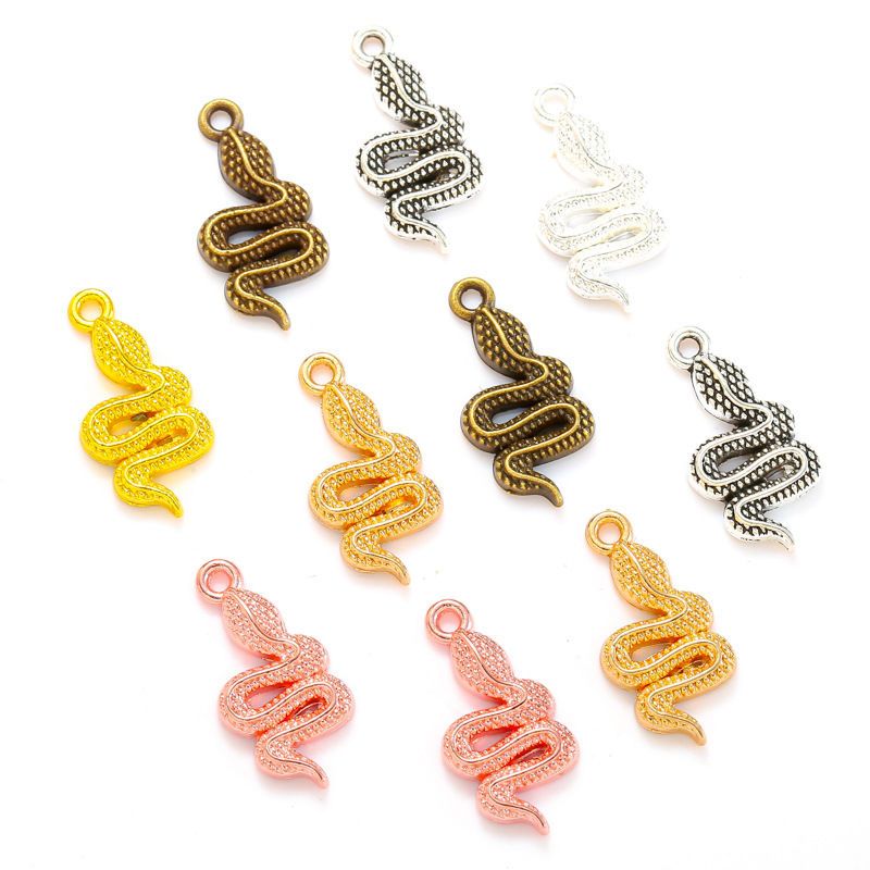 15PCS Rattle Snake Charm for Jewelry Making Findings 10x21mm