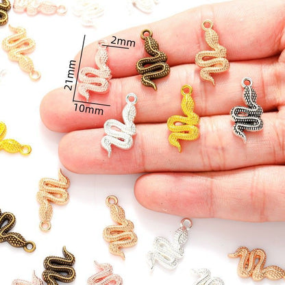 15PCS Rattle Snake Charm for Jewelry Making Findings 10x21mm