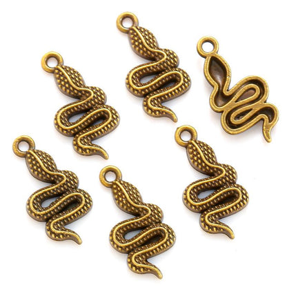15PCS Rattle Snake Charm for Jewelry Making Findings 10x21mm