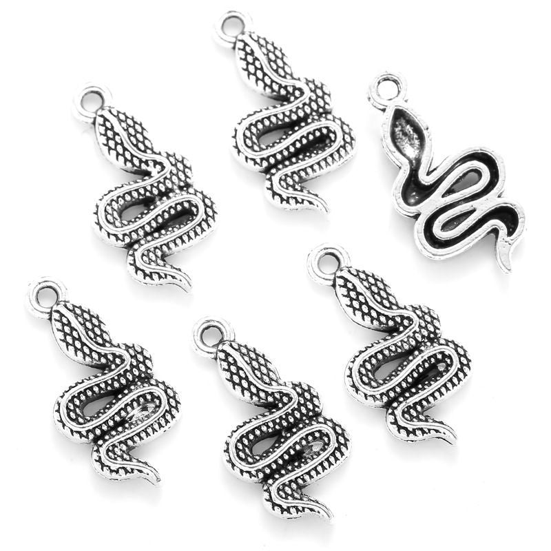 15PCS Rattle Snake Charm for Jewelry Making Findings 10x21mm