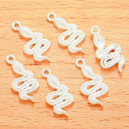 15PCS Rattle Snake Charm for Jewelry Making Findings 10x21mm
