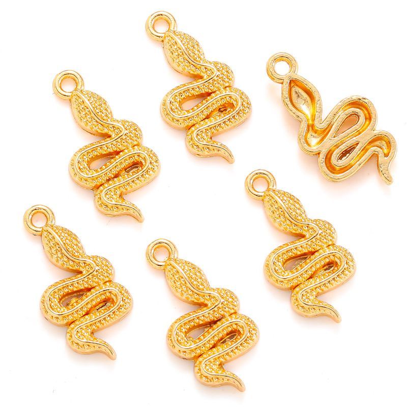 15PCS Rattle Snake Charm for Jewelry Making Findings 10x21mm