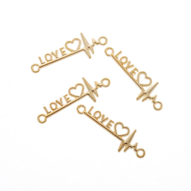 15PCS Love Heart Beats Charm for Jewelry Making Findings 12x34mm