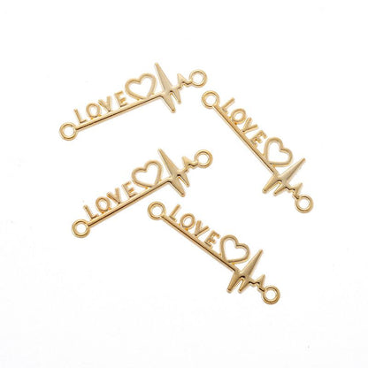 15PCS Love Heart Beats Charm for Jewelry Making Findings 12x34mm