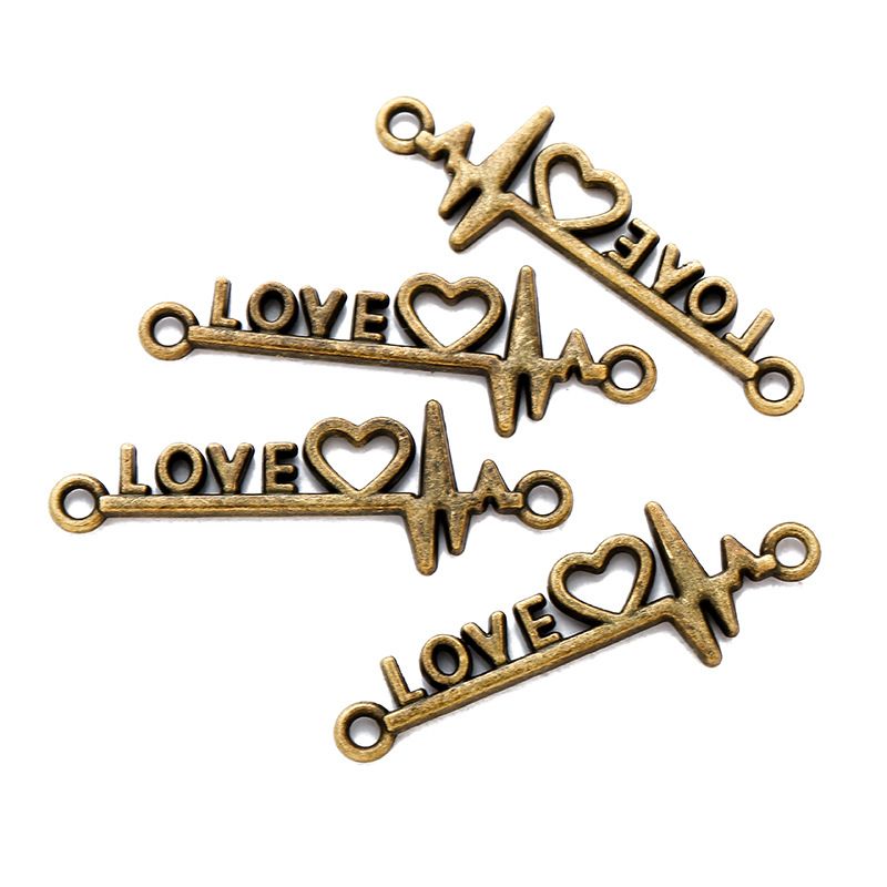 15PCS Love Heart Beats Charm for Jewelry Making Findings 12x34mm