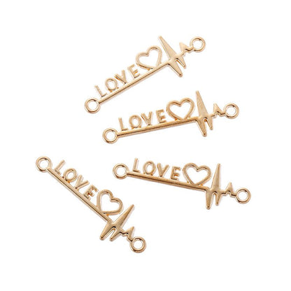 15PCS Love Heart Beats Charm for Jewelry Making Findings 12x34mm