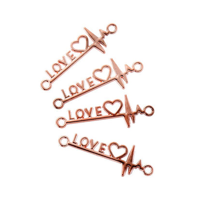 15PCS Love Heart Beats Charm for Jewelry Making Findings 12x34mm