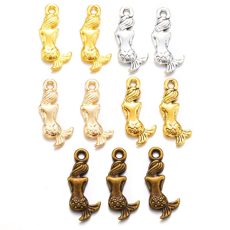 30PCS Mermaid Charm for Jewelry Making Findings 9x20mm