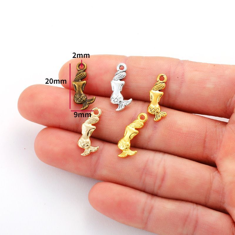 30PCS Mermaid Charm for Jewelry Making Findings 9x20mm