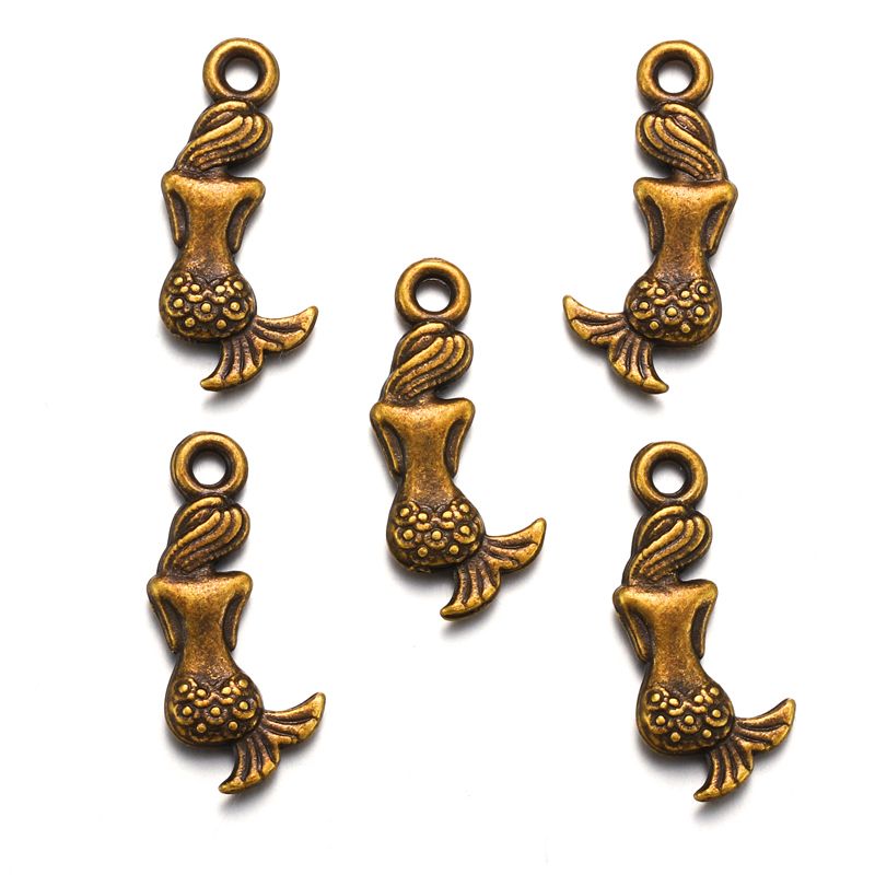30PCS Mermaid Charm for Jewelry Making Findings 9x20mm
